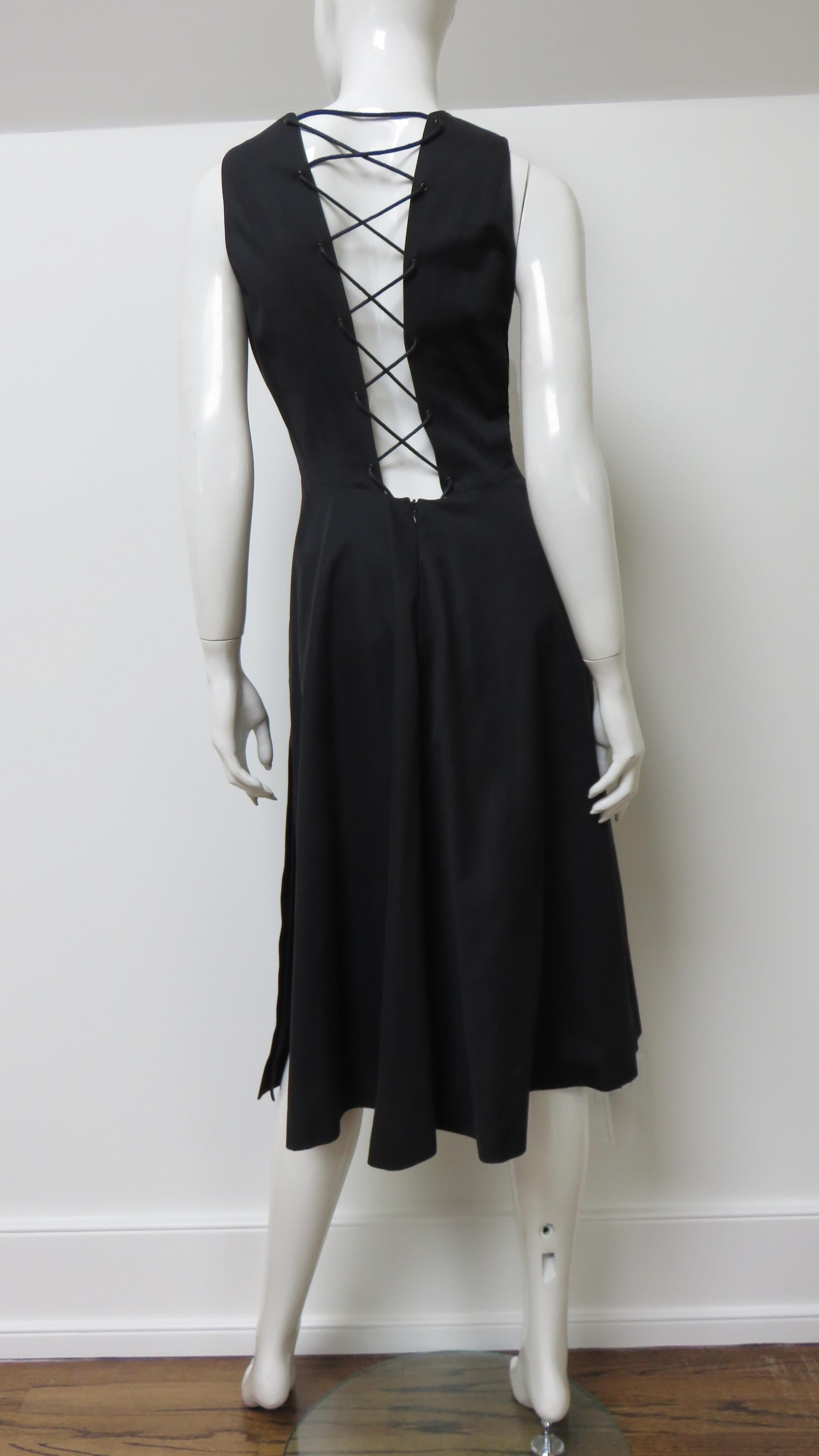Hermes 1970s Dress with Lace up Back For Sale 8