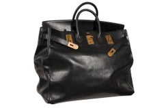 Hermes 1970s Haut À Courroies HAC 50 Black Gold Veau Grènè Travel Duffle Bag