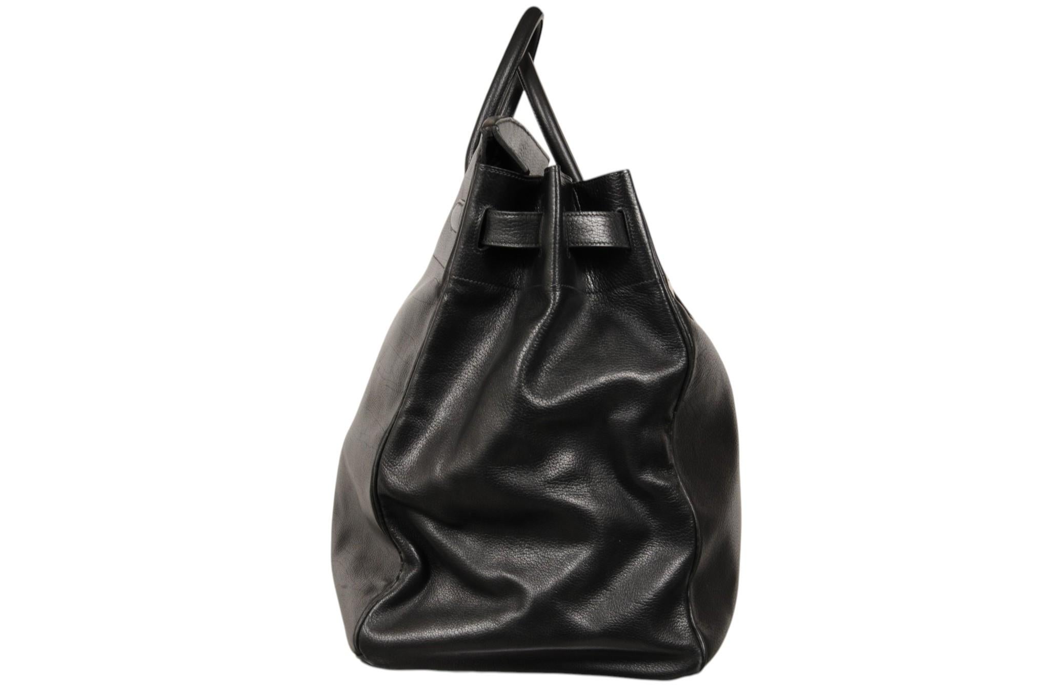 Hermes 1970s Haut À Courroies HAC 50 Black Gold Veau Grènè Travel