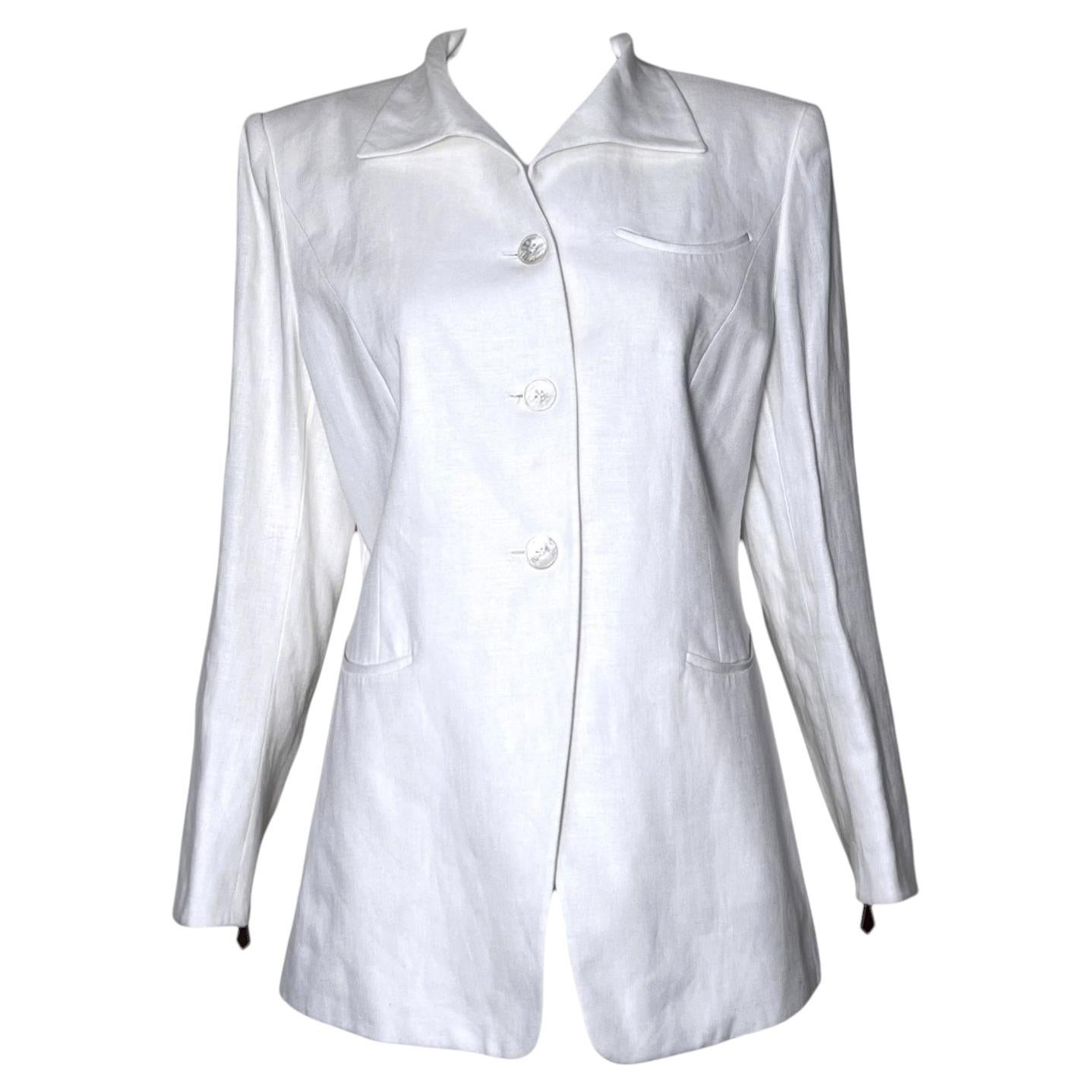 Hermès 1970er Blazer aus weißem Leinen im Angebot