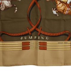 Hermès 1975 Foulard Carré 90 Soie Jumping Beige Silk Twill Carre Scarf Hermes