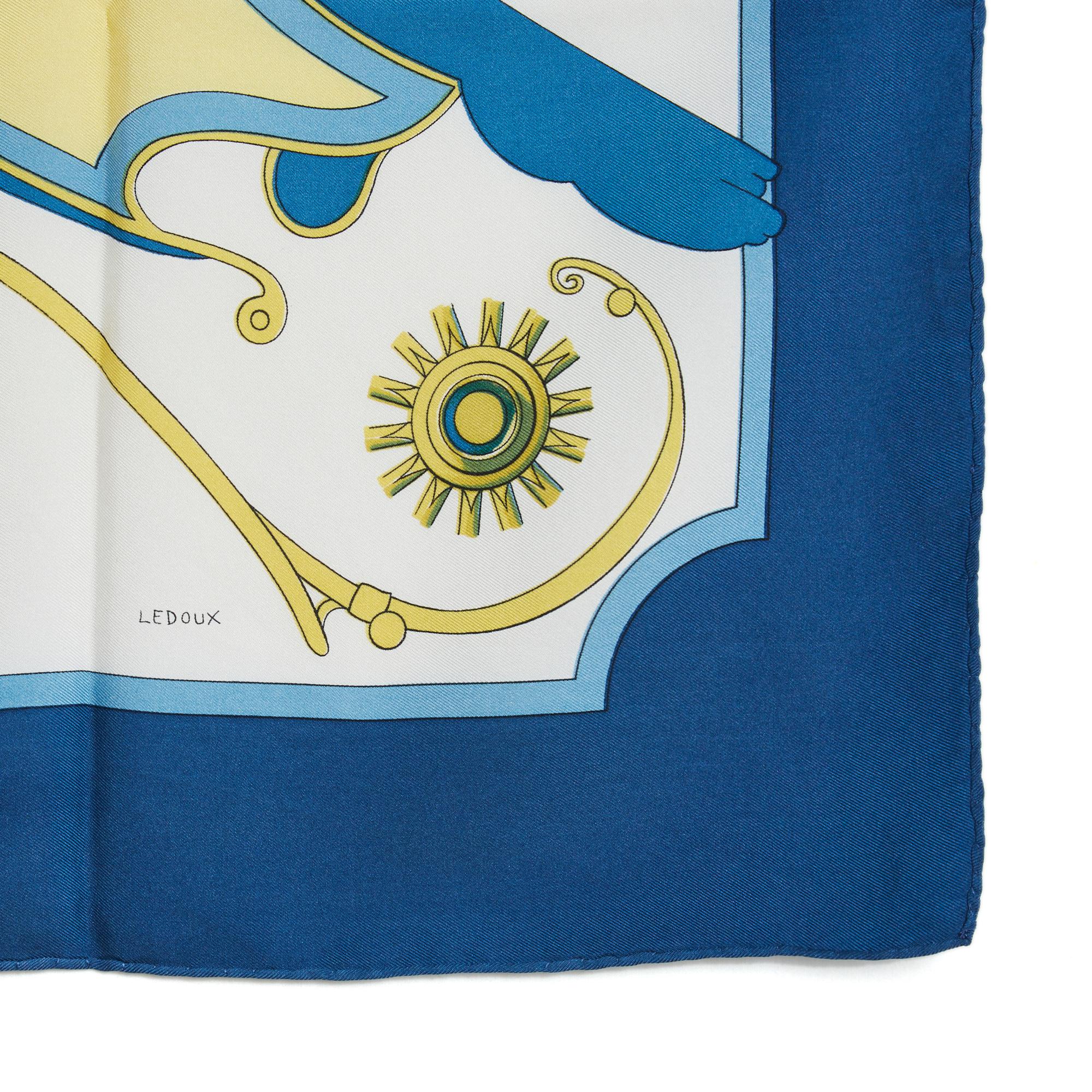 Hermès 1975 Scarf Carre 90 Carrossier Blue 1