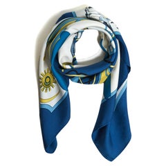 Hermès 1975 Scarf Carre 90 Carrossier Blue
