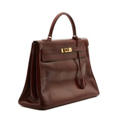 Hermès 1975s Sac Kelly 35 Bandouliere H Red Box Leather Hand Bag strap Hermes