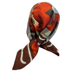 Foulard en soie Hermès 1976 ""Fleurs de Lotus"" 34""x34"