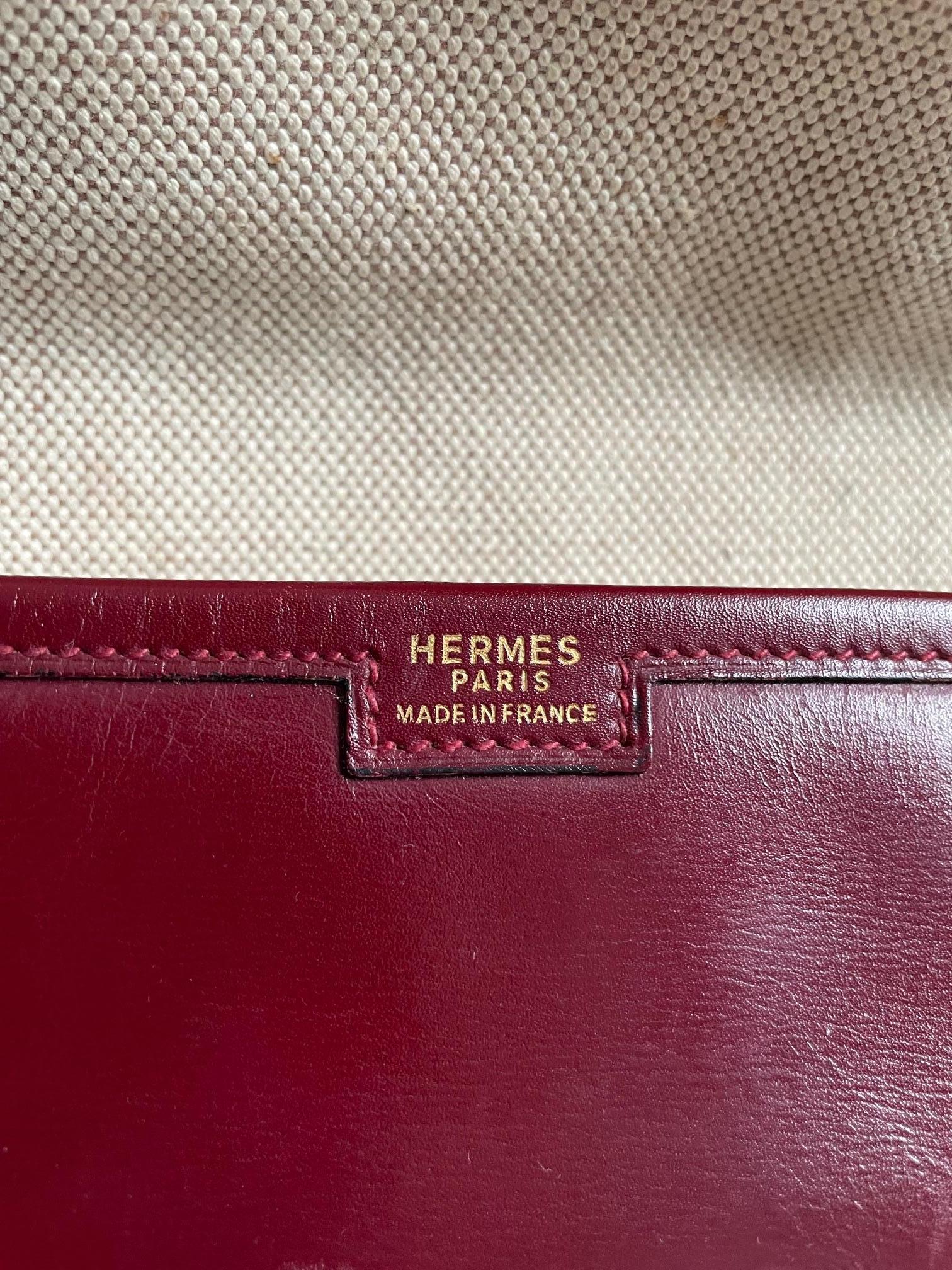 HERMÈS 1979 Jige Clutch Box Leather Vintage 29 W/Box For Sale 5