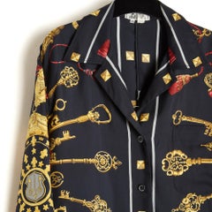 Hermès 1980 Ensemble Soie Les Cles FR38 Silk Twill Top Pants UK10 US8 Hermes