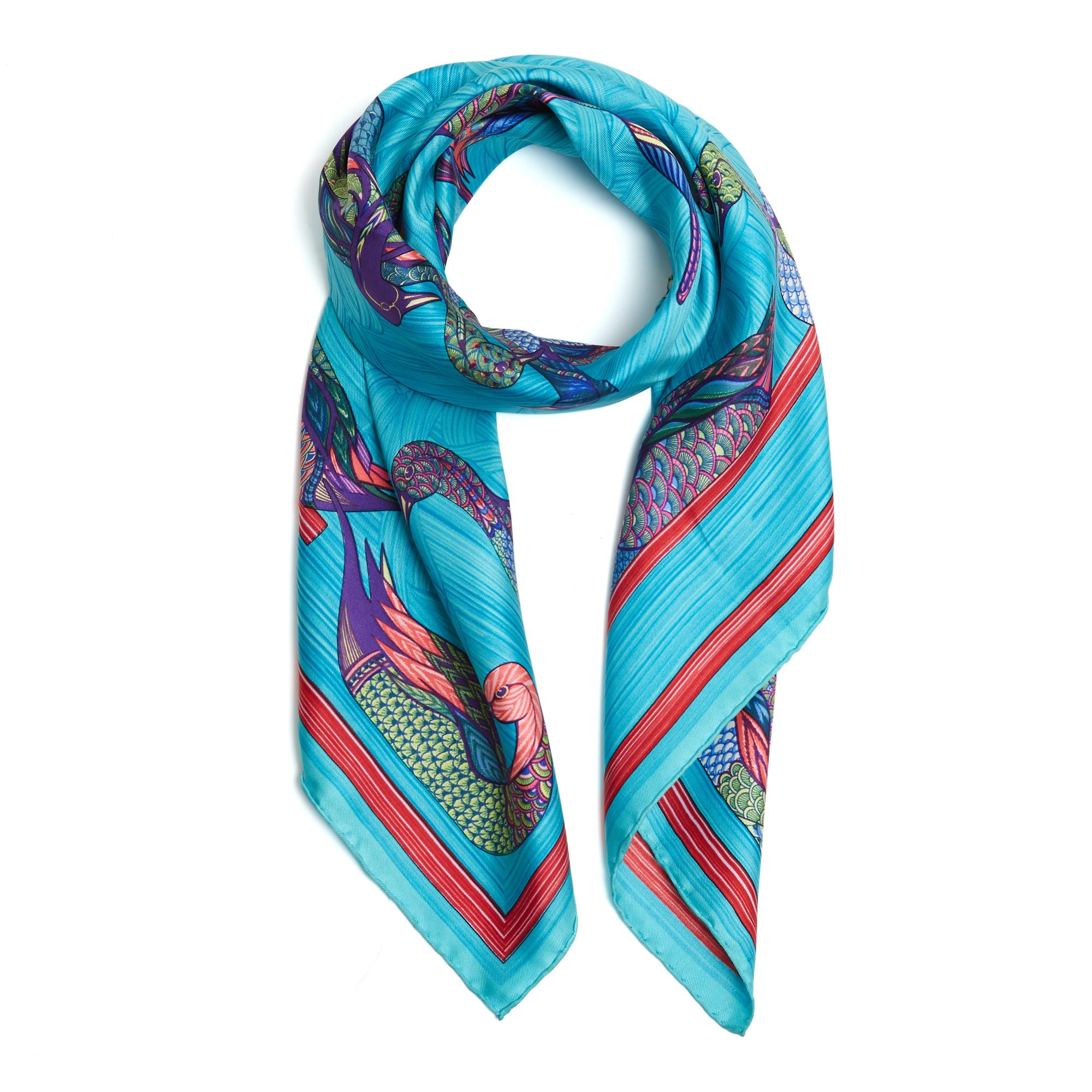 Hermès 1980 Foulard Carré 90 Mare aux Canards Turquoise Silk Twill Scarf Hermes In Good Condition In PARIS, FR