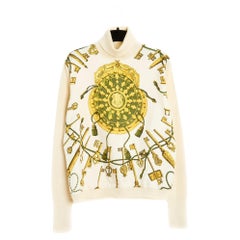 Hermes 1980 Top Pull Twillaine FR38 Les clés Twillaine Sudadera lana seda US8