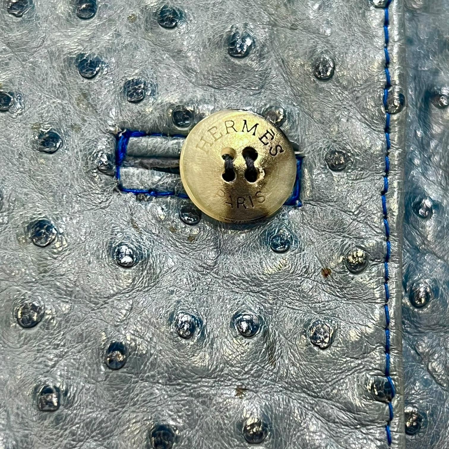 Gilet in pelle di struzzo blu di Hermès del 1980, raro in vendita 2