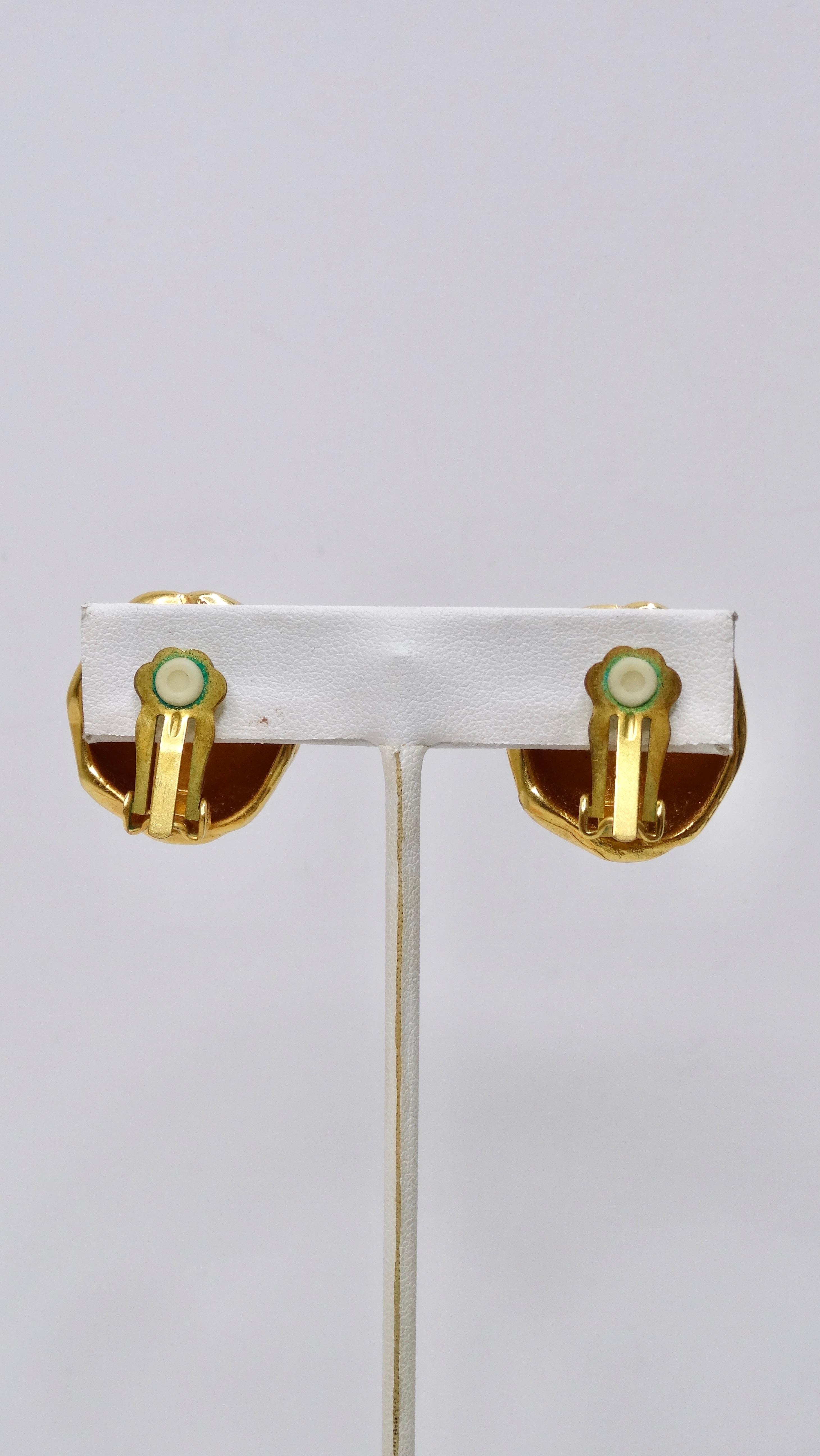 Hermès 1980's Gold Quilted Clip-On Earrings 3