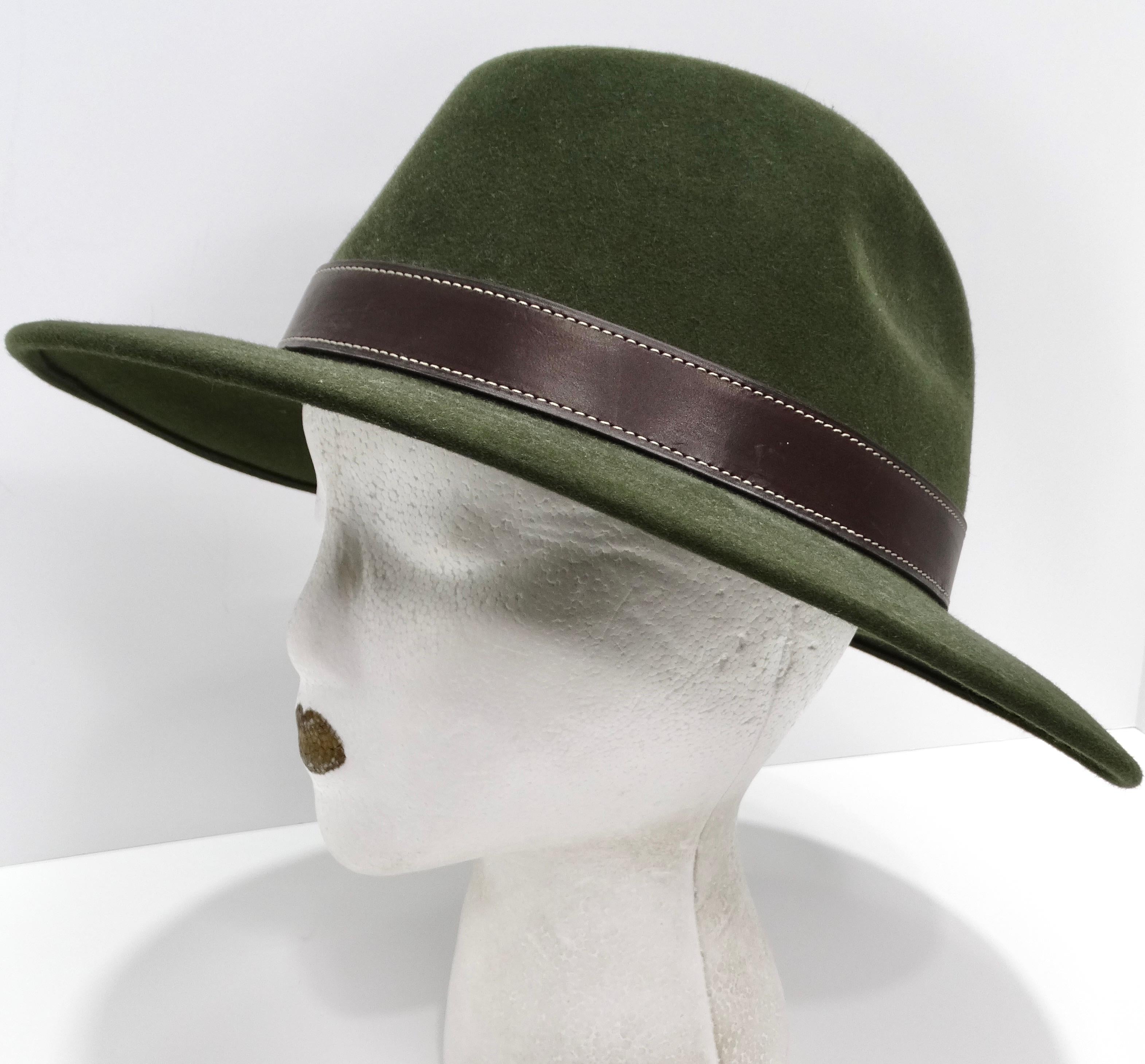 Women's or Men's Hermes 1980s Green Wide Brim Hat