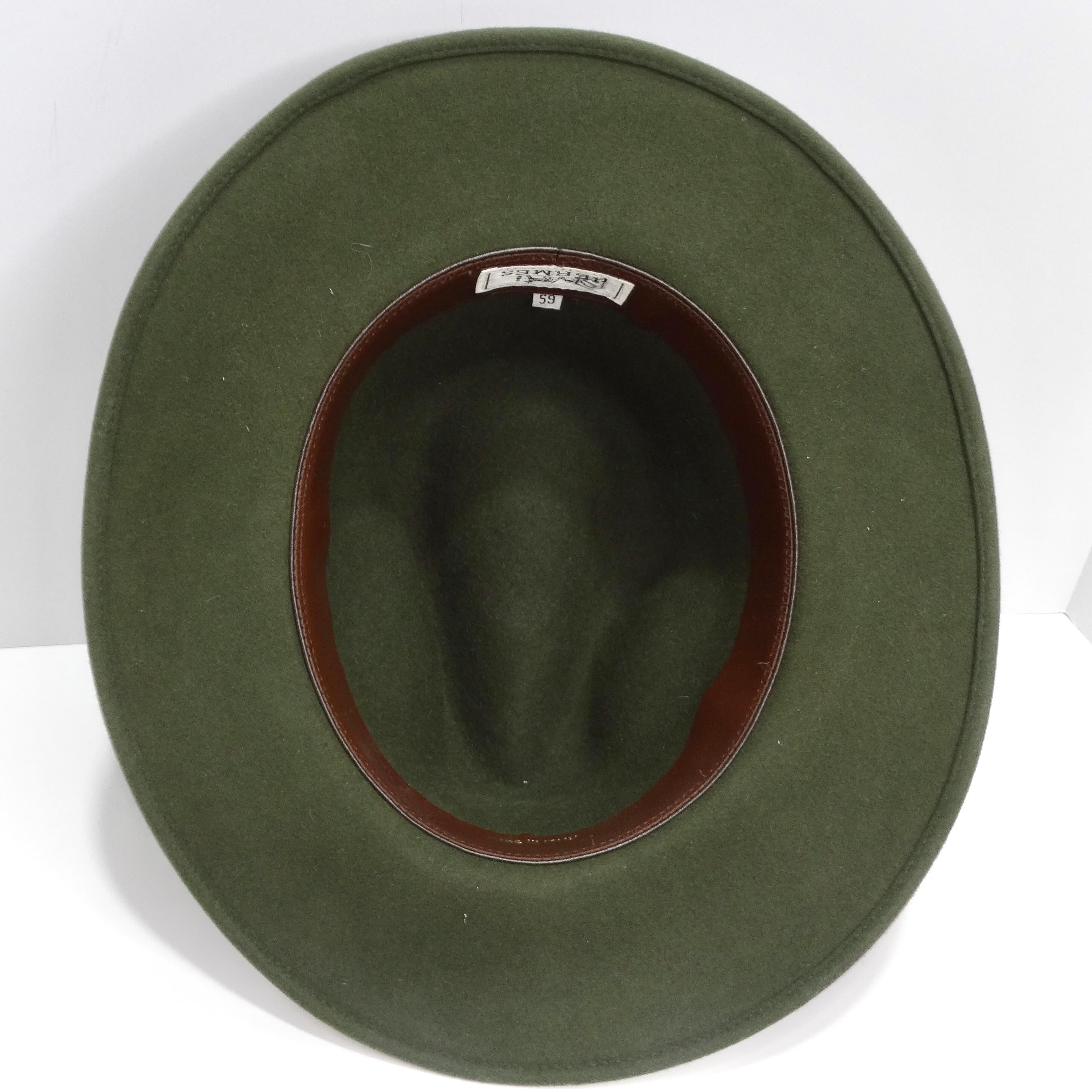 Hermes 1980s Green Wide Brim Hat 1