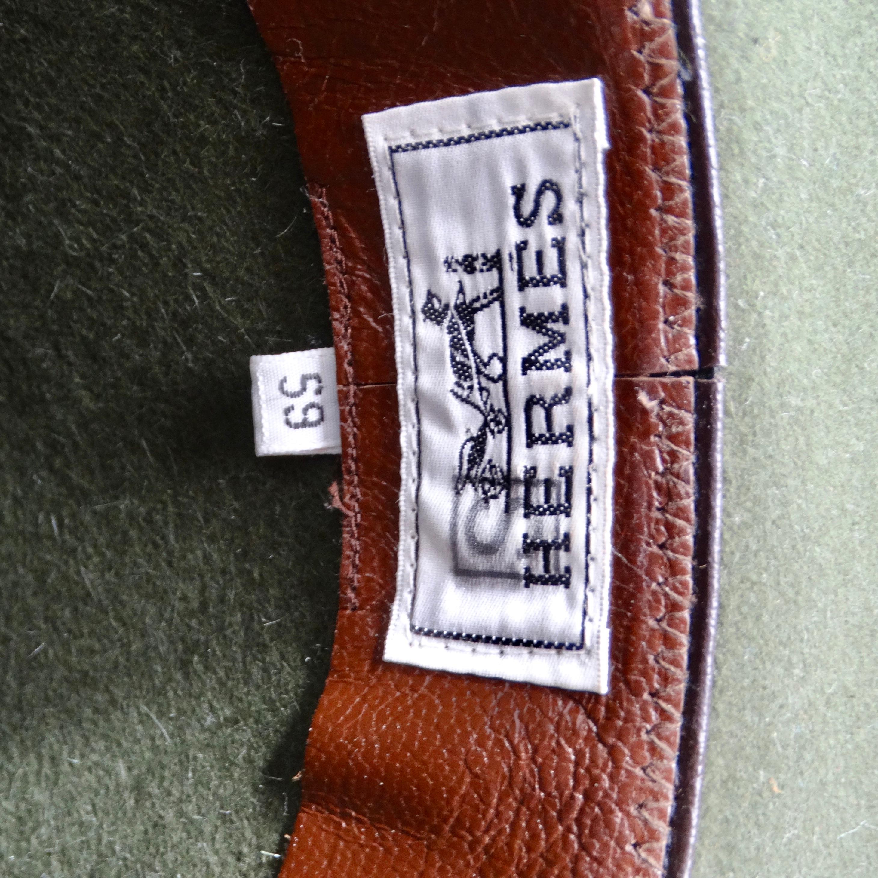 Hermes 1980s Green Wide Brim Hat 2