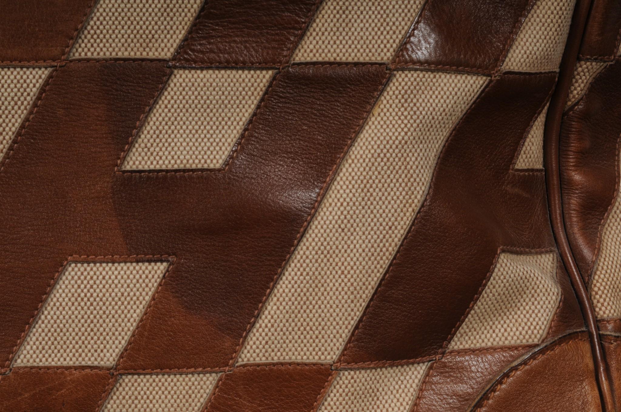 Hermes 1980's Haut à Courroies Hac 50 Birkin Tan Braun Ligne Ulysse Toile im Angebot 9