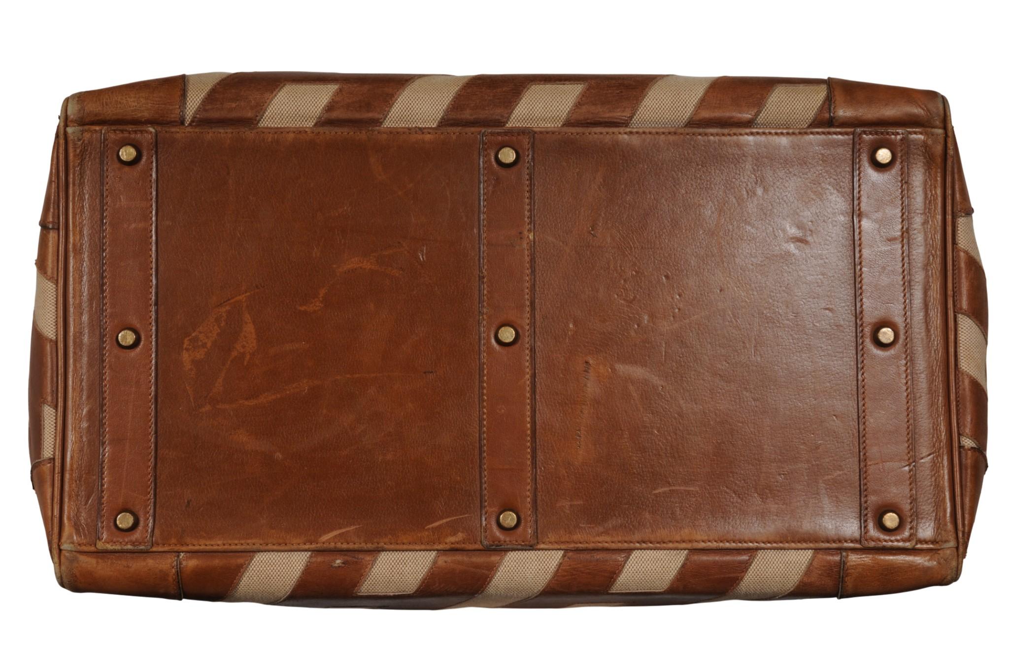 Hermes 1980's Haut à Courroies Hac 50 Birkin Tan Braun Ligne Ulysse Toile im Angebot 10