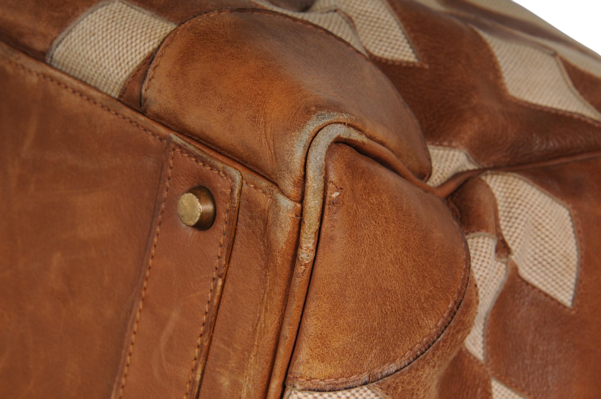 Hermes 1980's Haut à Courroies Hac 50 Birkin Tan Braun Ligne Ulysse Toile im Angebot 12