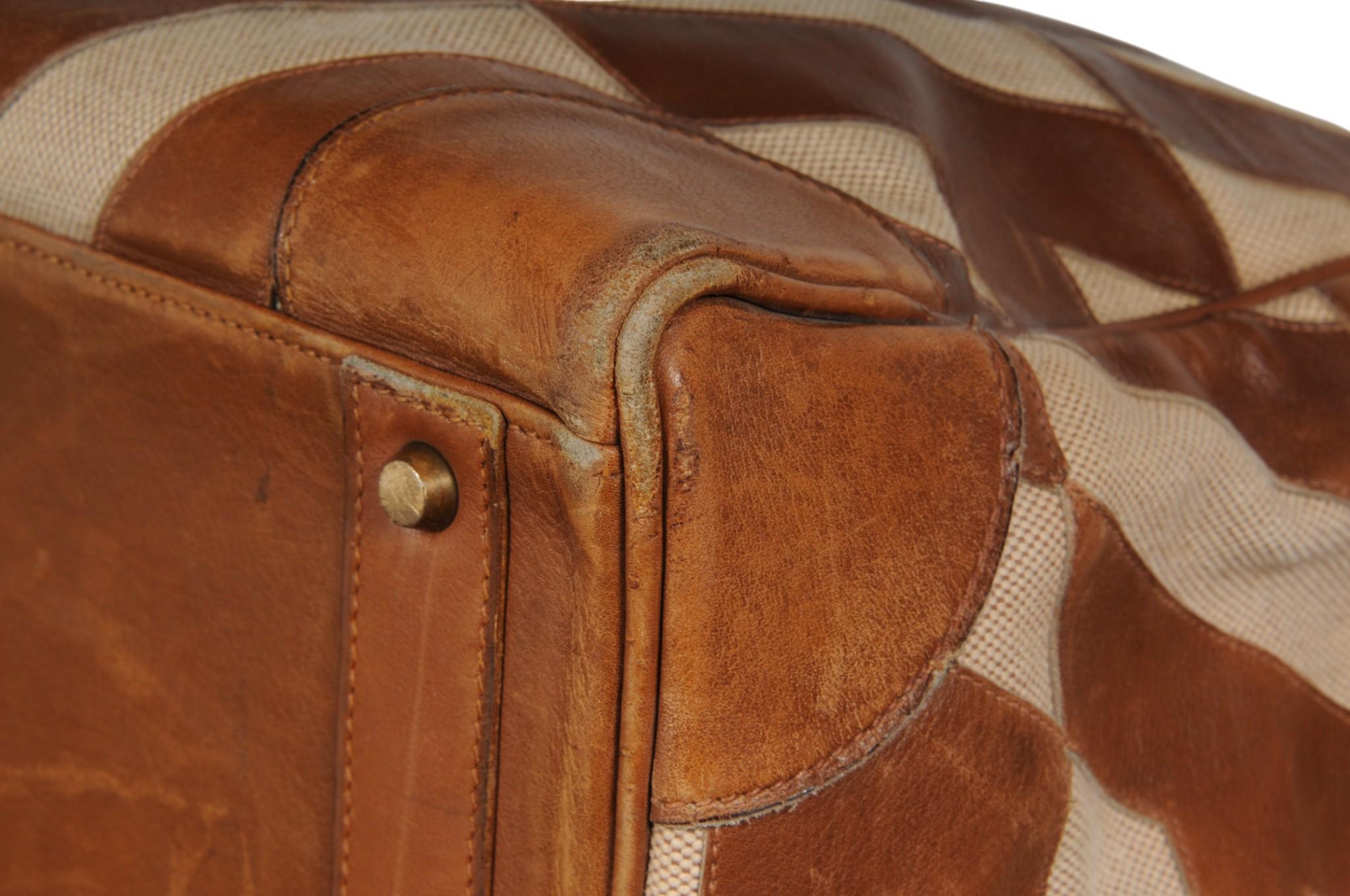 Hermes 1980's Haut à Courroies Hac 50 Birkin Tan Braun Ligne Ulysse Toile im Angebot 14