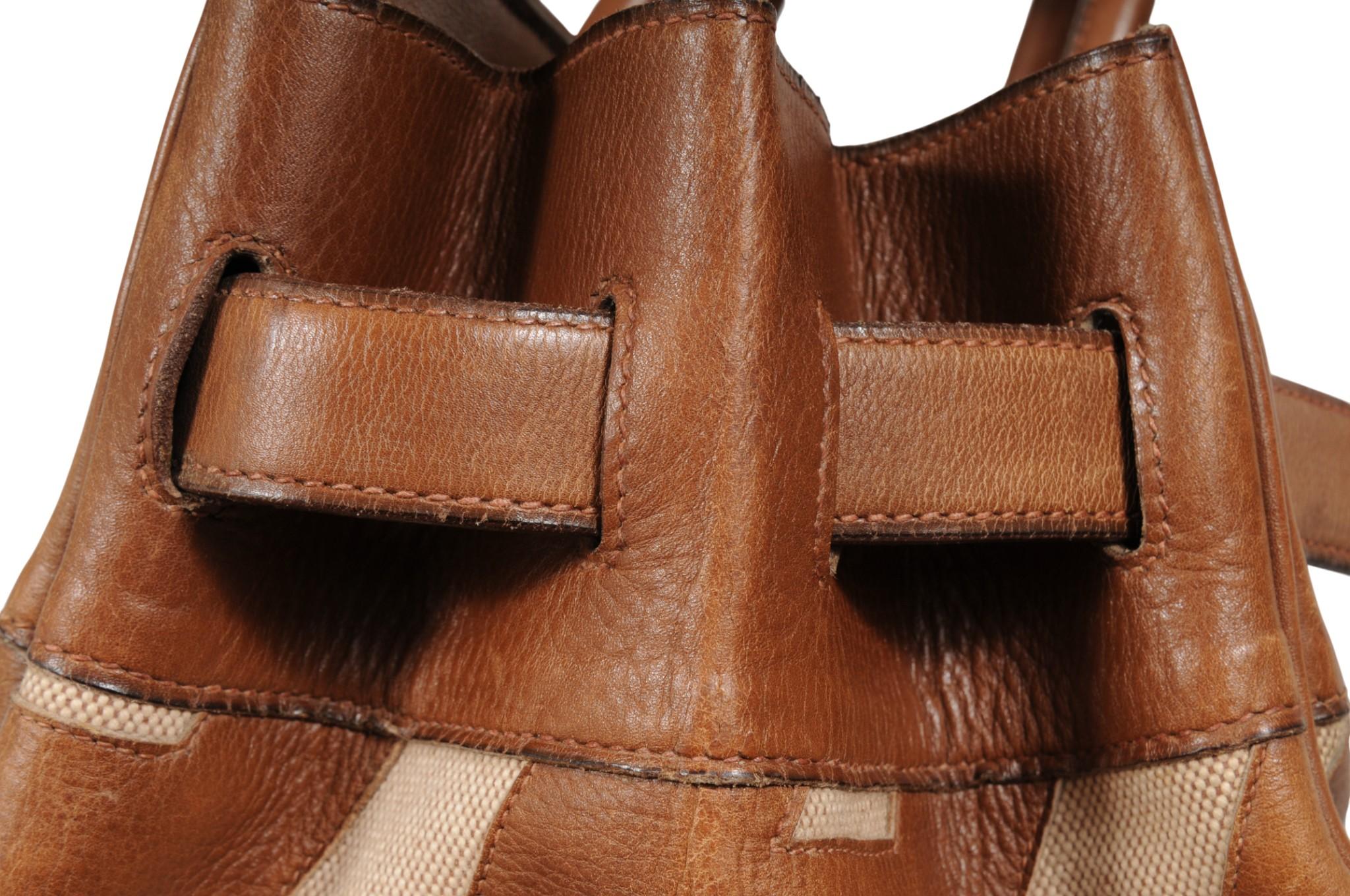 Hermes 1980's Haut à Courroies Hac 50 Birkin Tan Braun Ligne Ulysse Toile im Angebot 15