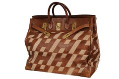 Hermes 1980's Haut à Courroies Hac 50 Birkin Tan Brown Ligne Ulysse Toile