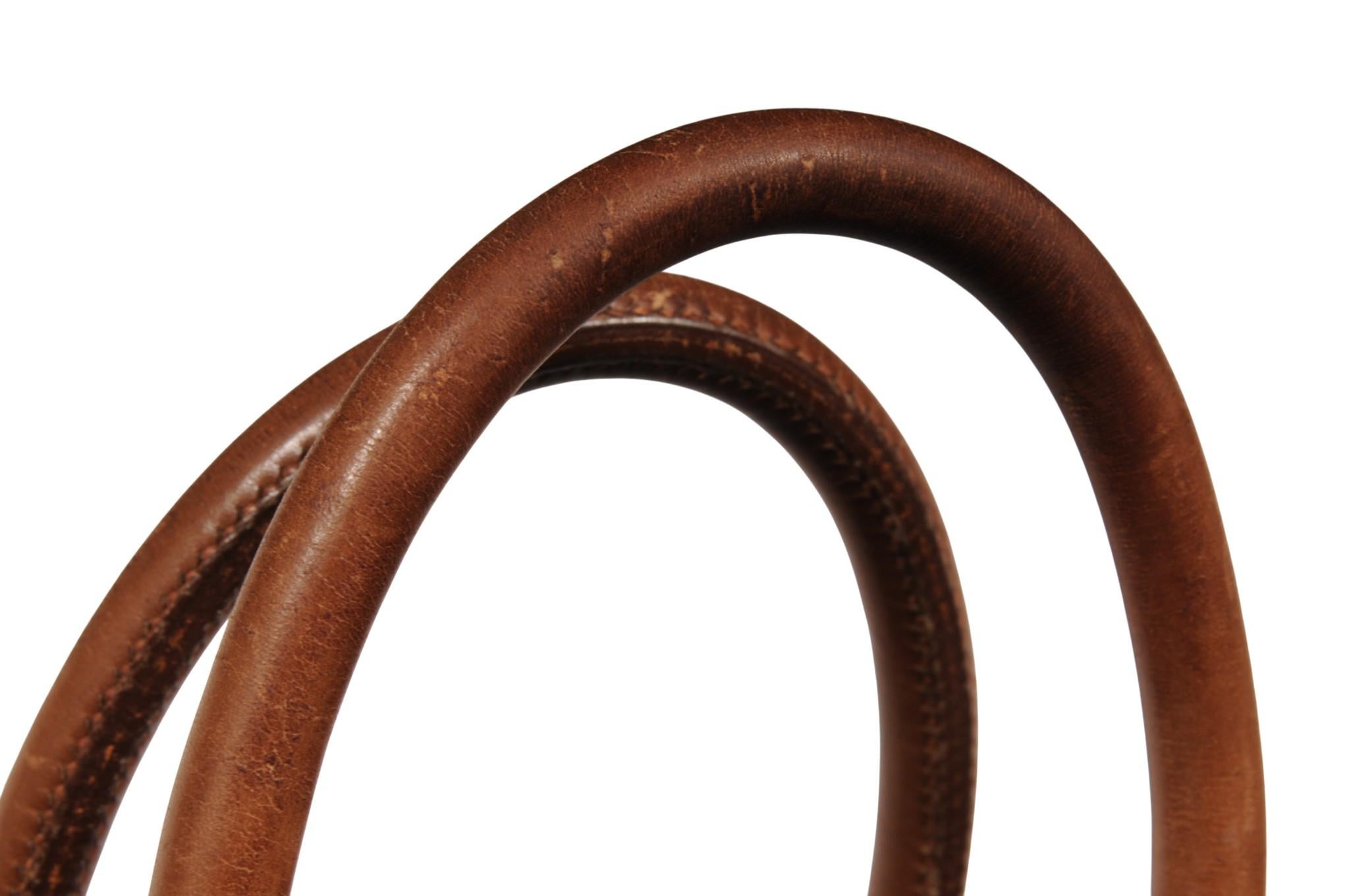 Hermes 1980's Haut à Courroies Hac 50 Birkin Tan Braun Ligne Ulysse Toile im Angebot 5