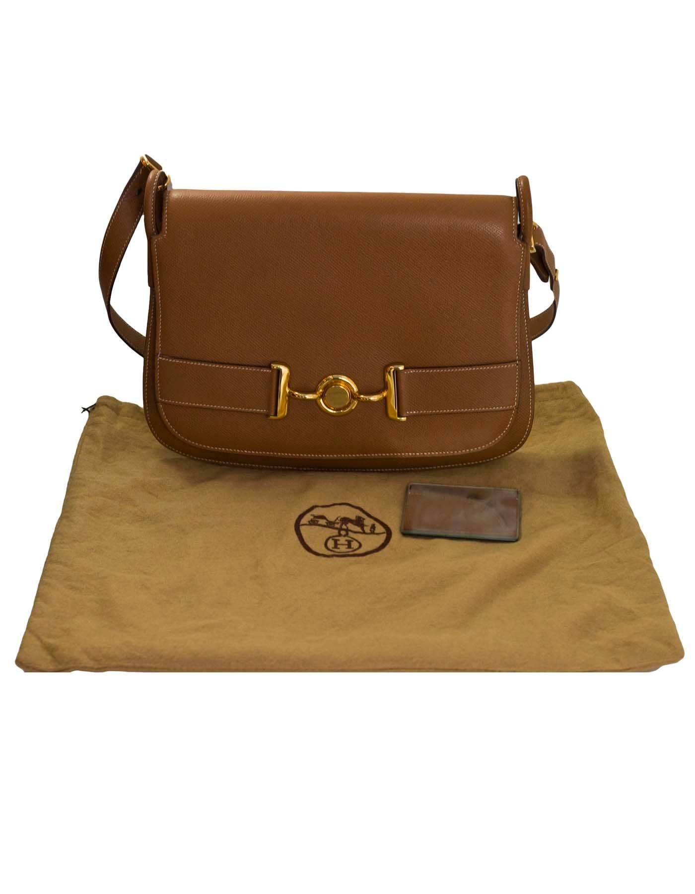 Hermes 1980s Vintage Tan Epsom Leather Saddle Bag 4
