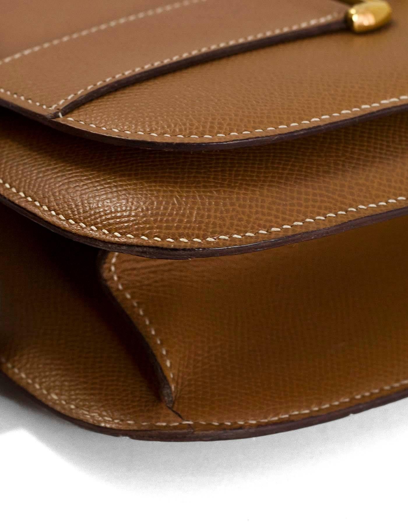 Brown Hermes 1980s Vintage Tan Epsom Leather Saddle Bag