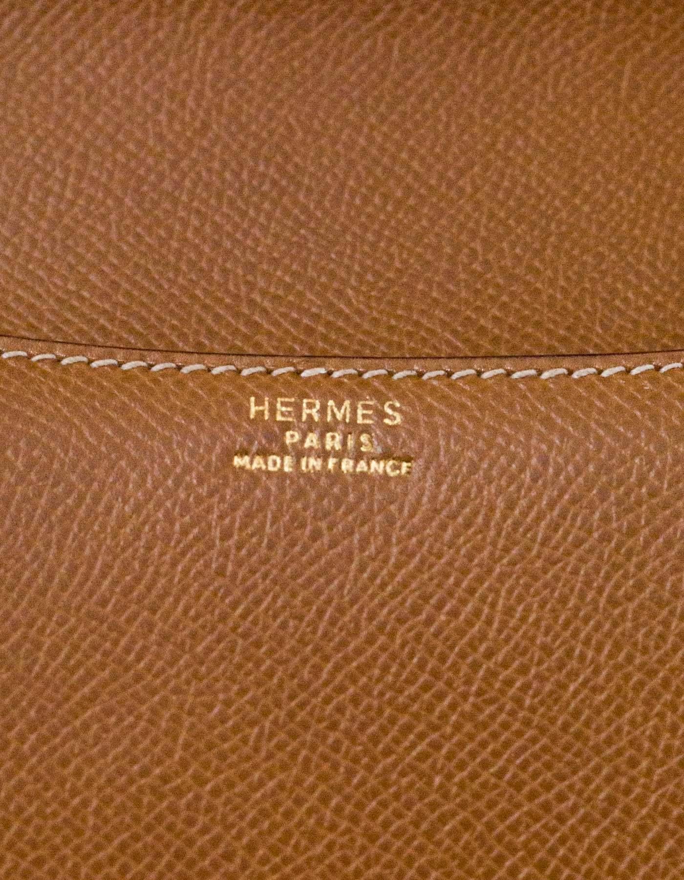 Hermes 1980s Vintage Tan Epsom Leather Saddle Bag 2