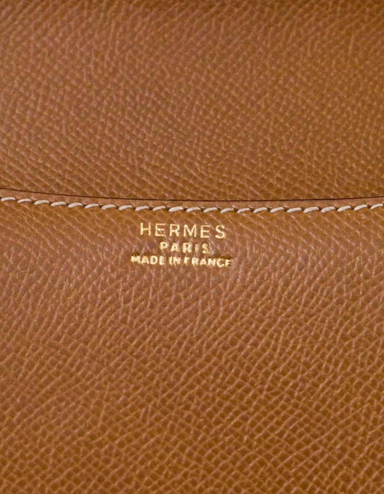Hermes 1980s Vintage Tan Epsom Leather Saddle Bag For Sale at 1stDibs
