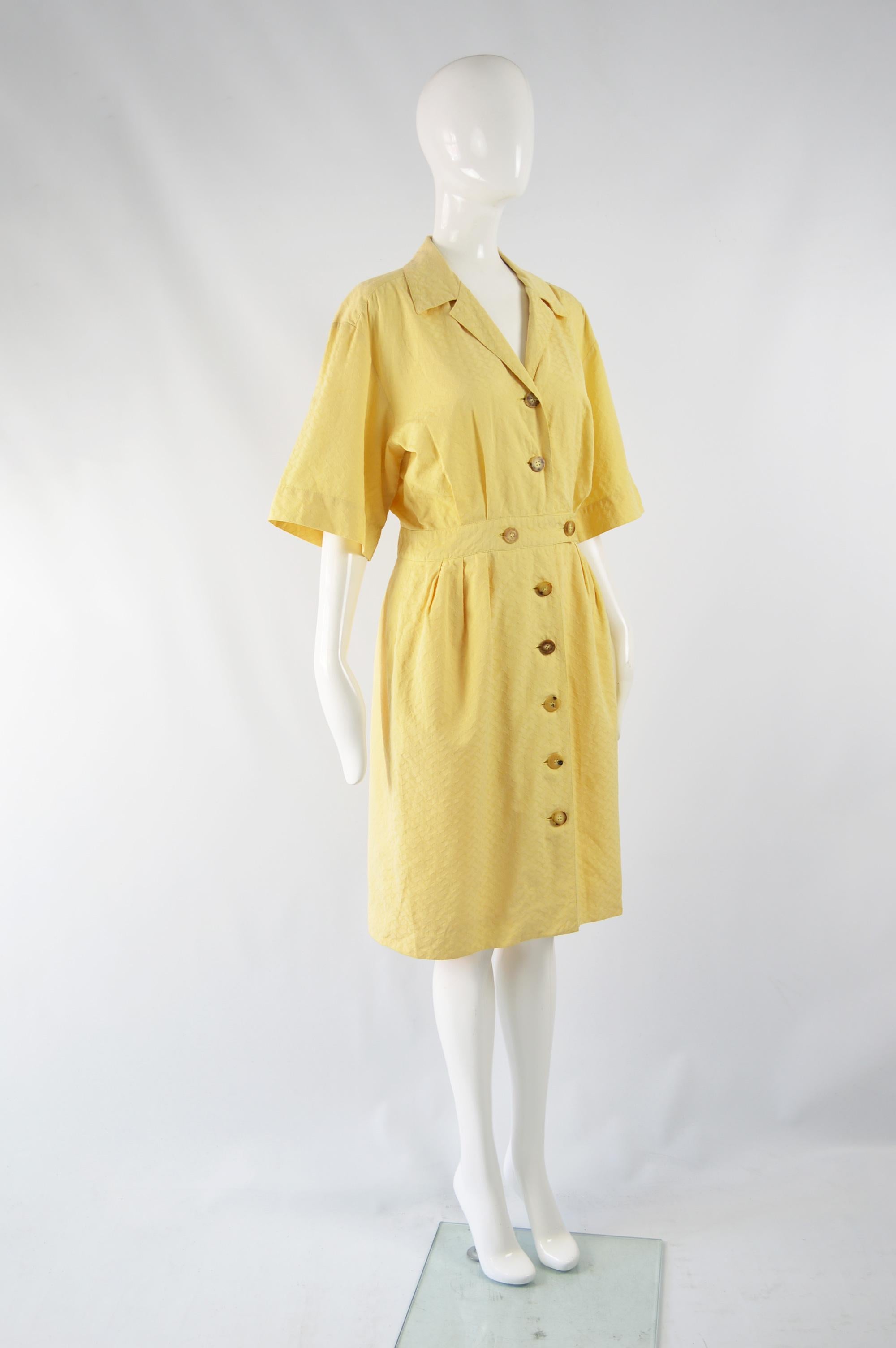 Women's Hermés 1980s Vintage Yellow Cotton Day Dress