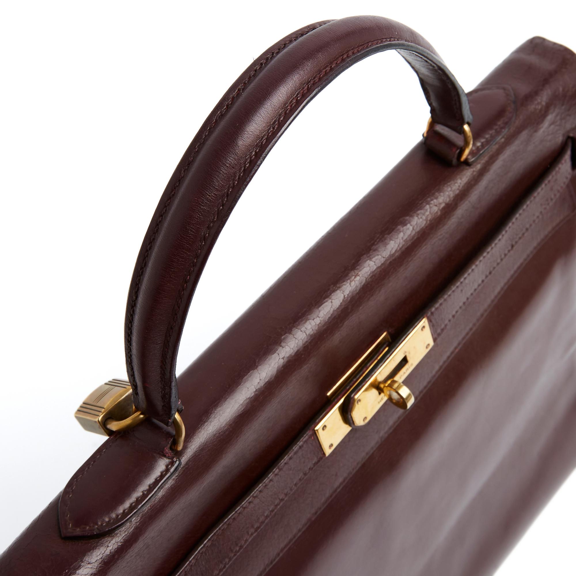 Hermès 1981 Sac Kelly 35 Burgundy Dark Red Leather Bag Hermes For Sale 2