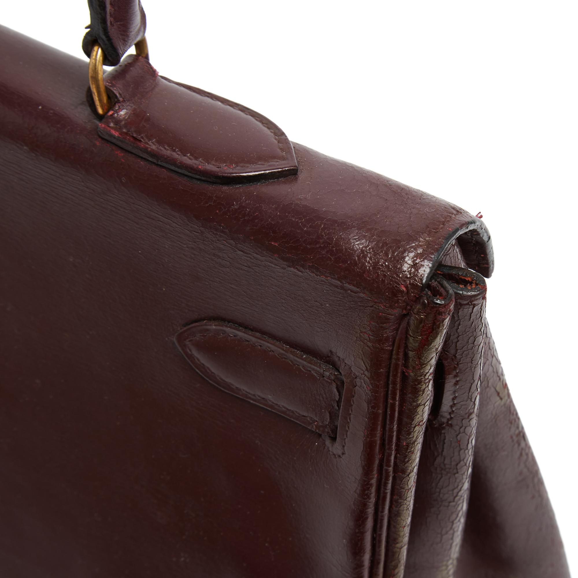 Hermès 1981 Sac Kelly 35 Burgundy Dark Red Leather Bag Hermes For Sale 4