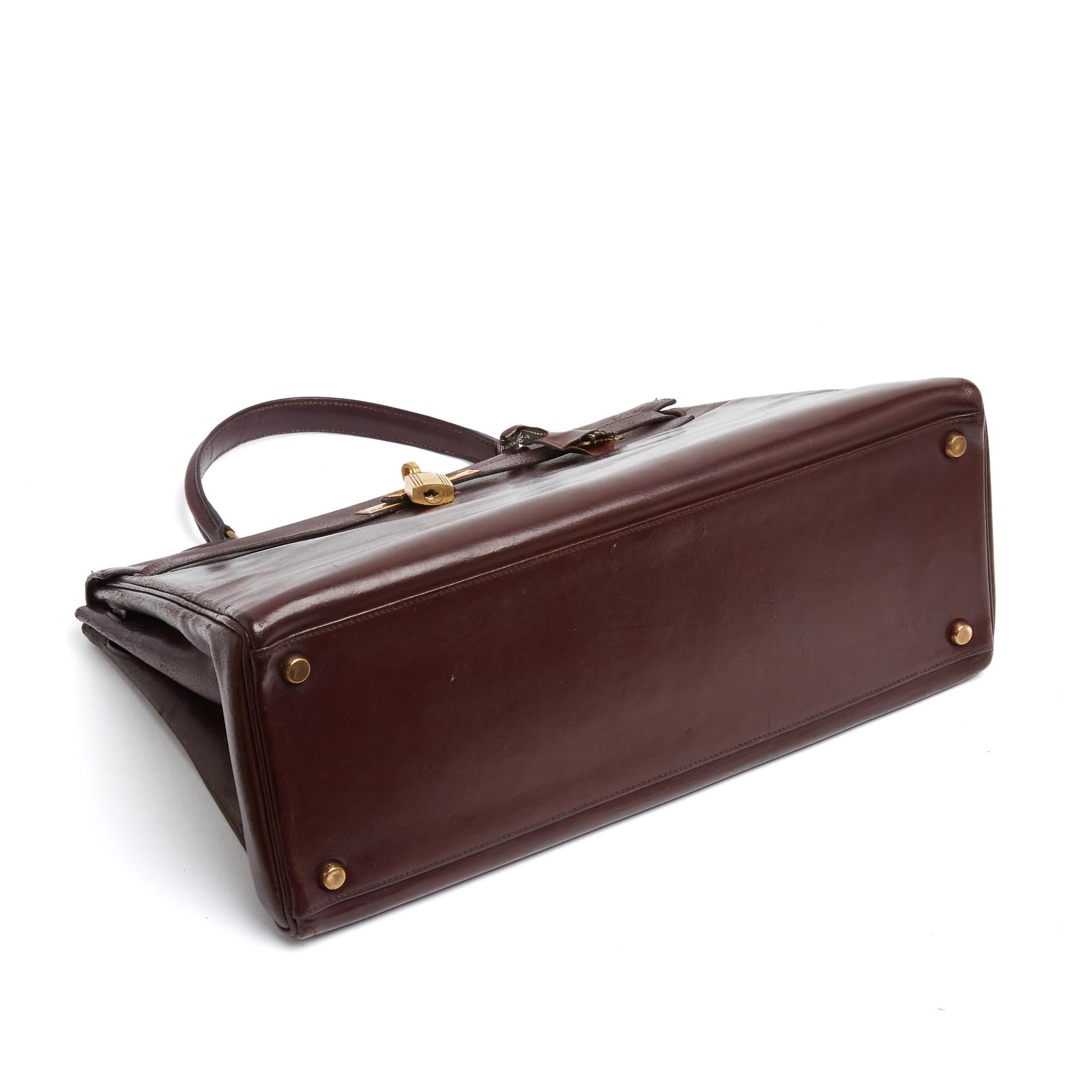Hermès 1981 Sac Kelly 35 Burgundy Dark Red Leather Bag Hermes For Sale 8