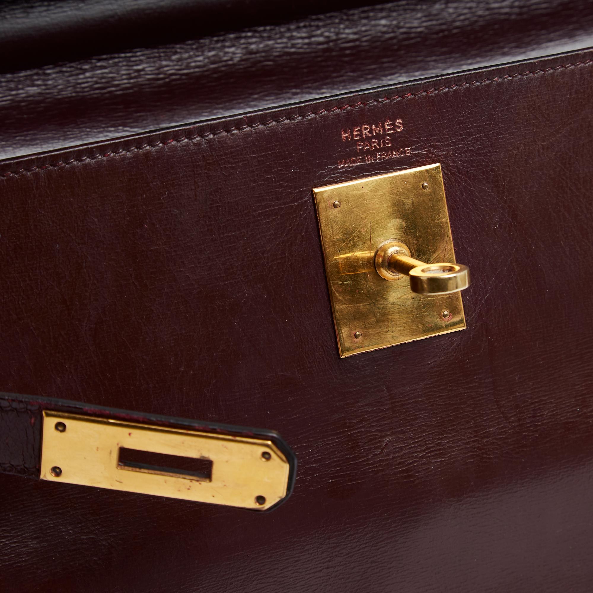 Hermès 1981 Sac Kelly 35 Burgundy Dark Red Leather Bag Hermes For Sale 9