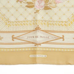 Hermès 1984 Foulard Soie Carré 90 Jeu de Paille Straw Silk Twill Scarf Hermes