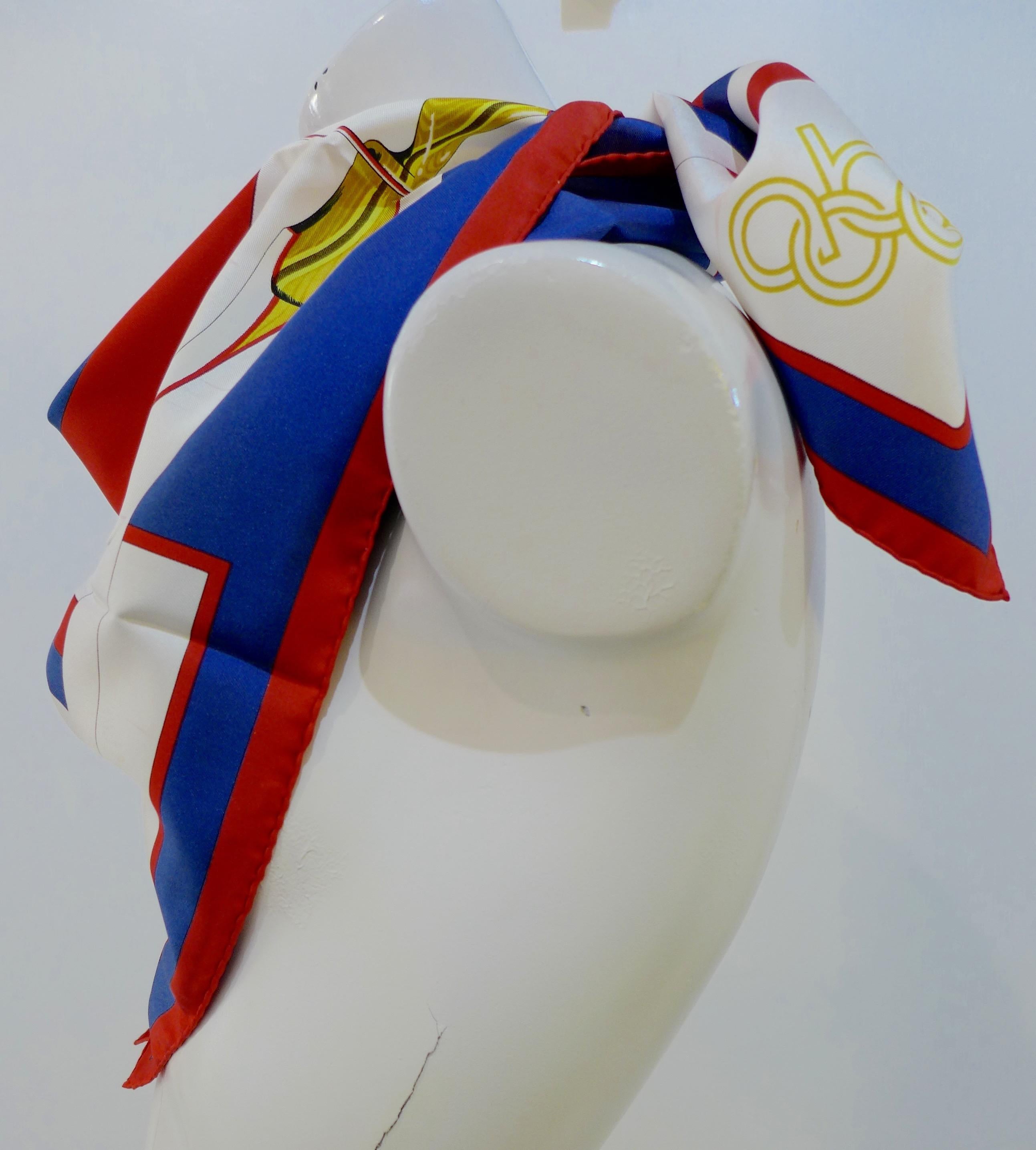 Beige Hermès 1984 Summer Olympics Silk Scarf