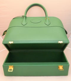 Hermes 1985 Green Courchevel Macpherson Handbag