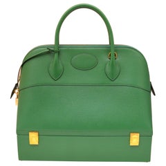 Vintage Hermes 1985 Green Courchevel Macpherson Handbag