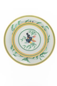 Hermès 1986 Le Toucans Rare Limoges Porcelain Plate Set