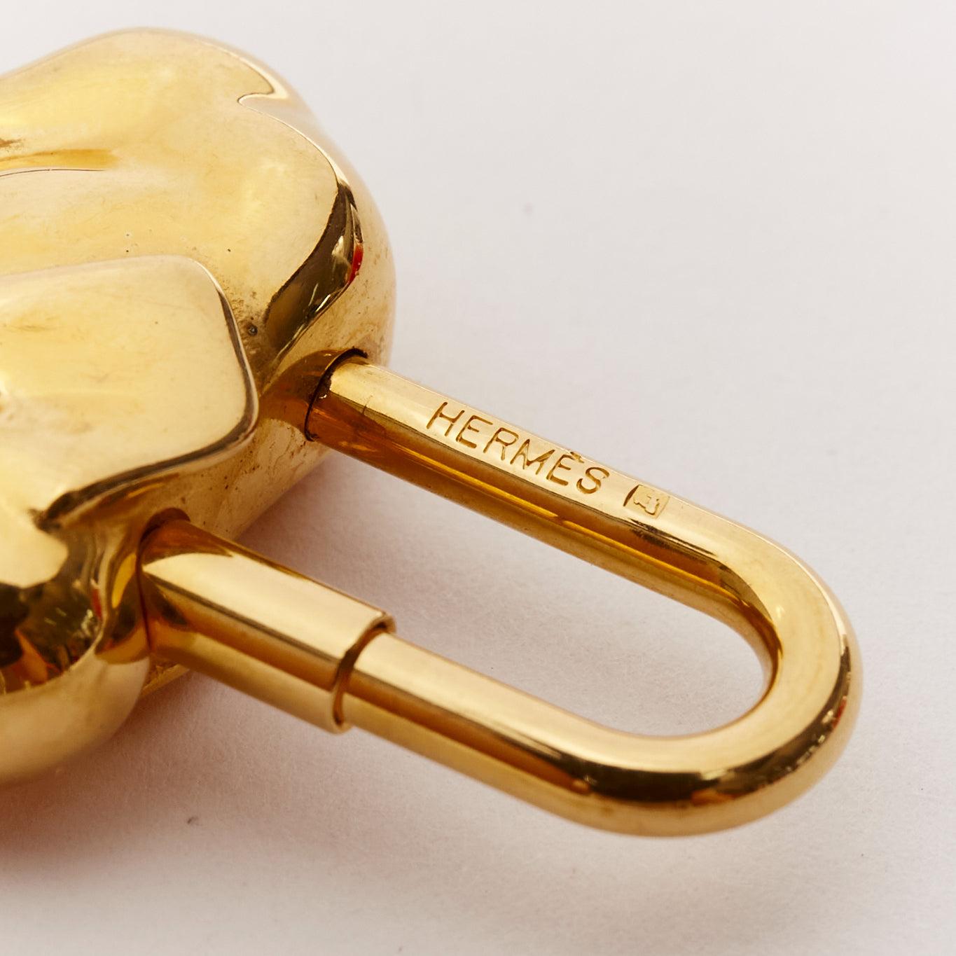Women's or Men's HERMES 1988 Limited gold plated Elephant Cadena lock bag charm
