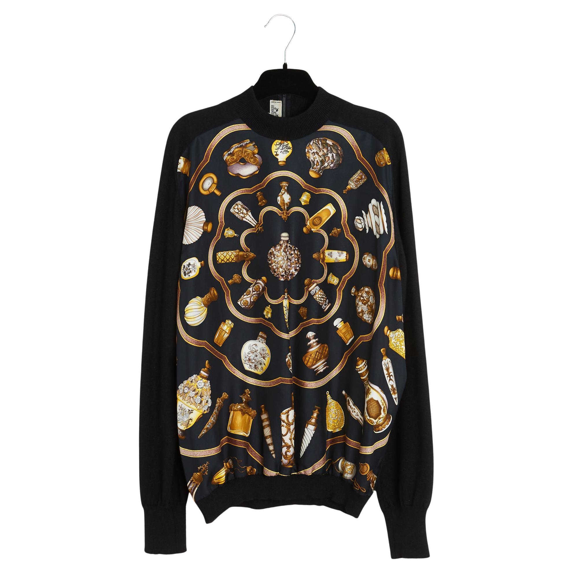 Hermès 1988 Pull Twillaine FR42 Flacon Black Cashmere Sweater UK12 US10 Hermes