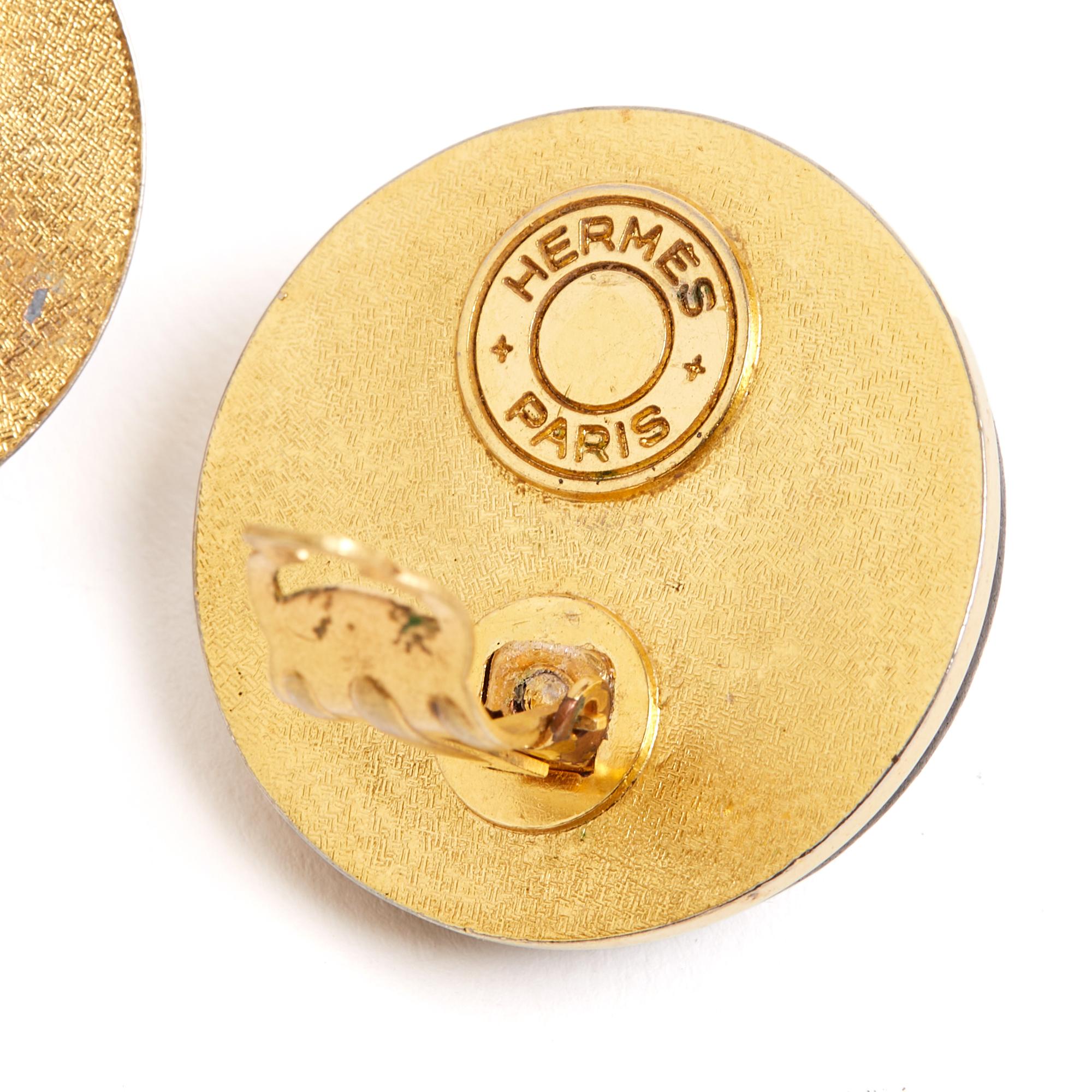 Hermès 1990 Boucles oreille Collier de Chien Medor Maxi Clip on Earrings Hermes In Good Condition In PARIS, FR