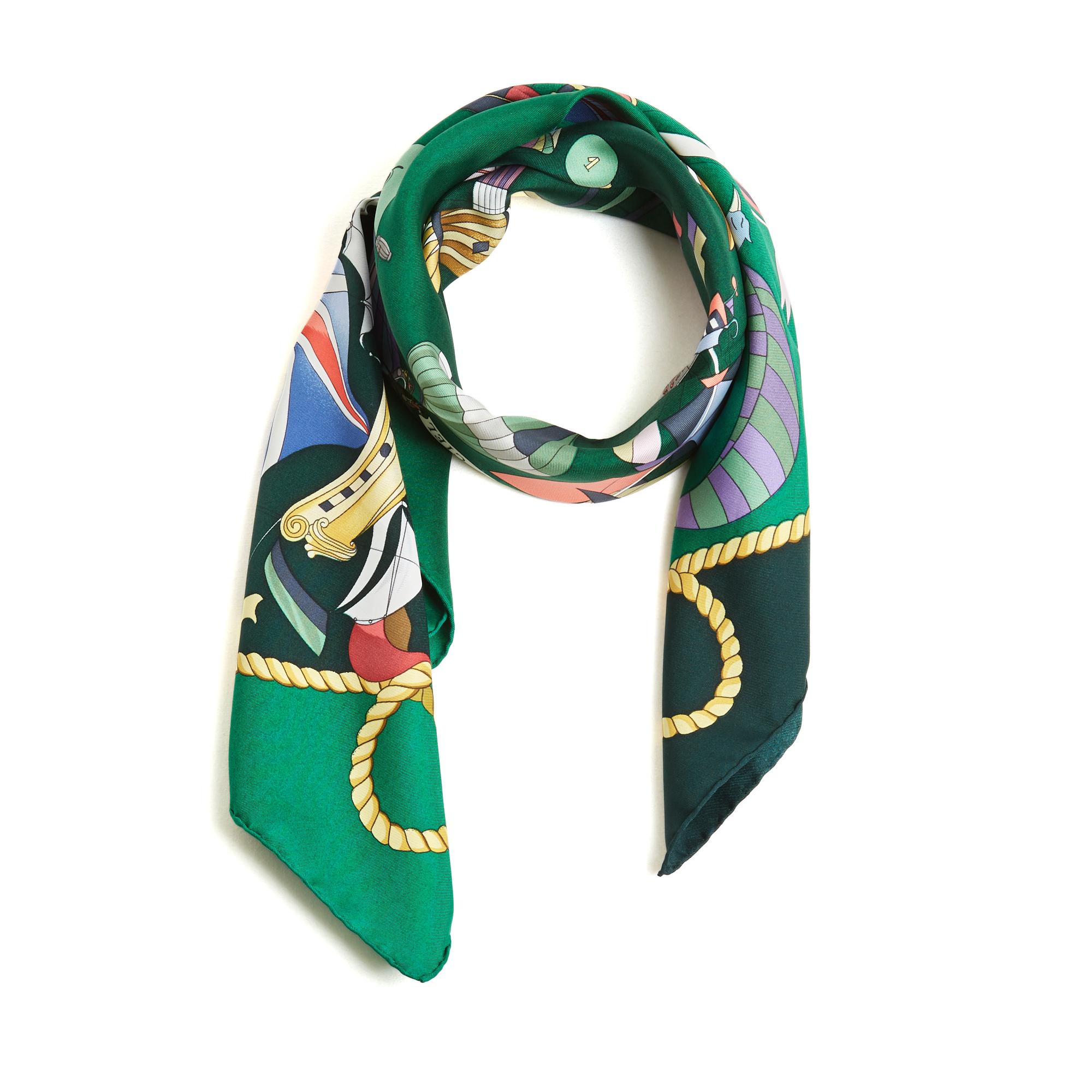 Hermès 1990 Foulard Carre 90 Les Folies du Ciel Schattierung grün Seidenschal Hermes im Zustand „Hervorragend“ im Angebot in PARIS, FR