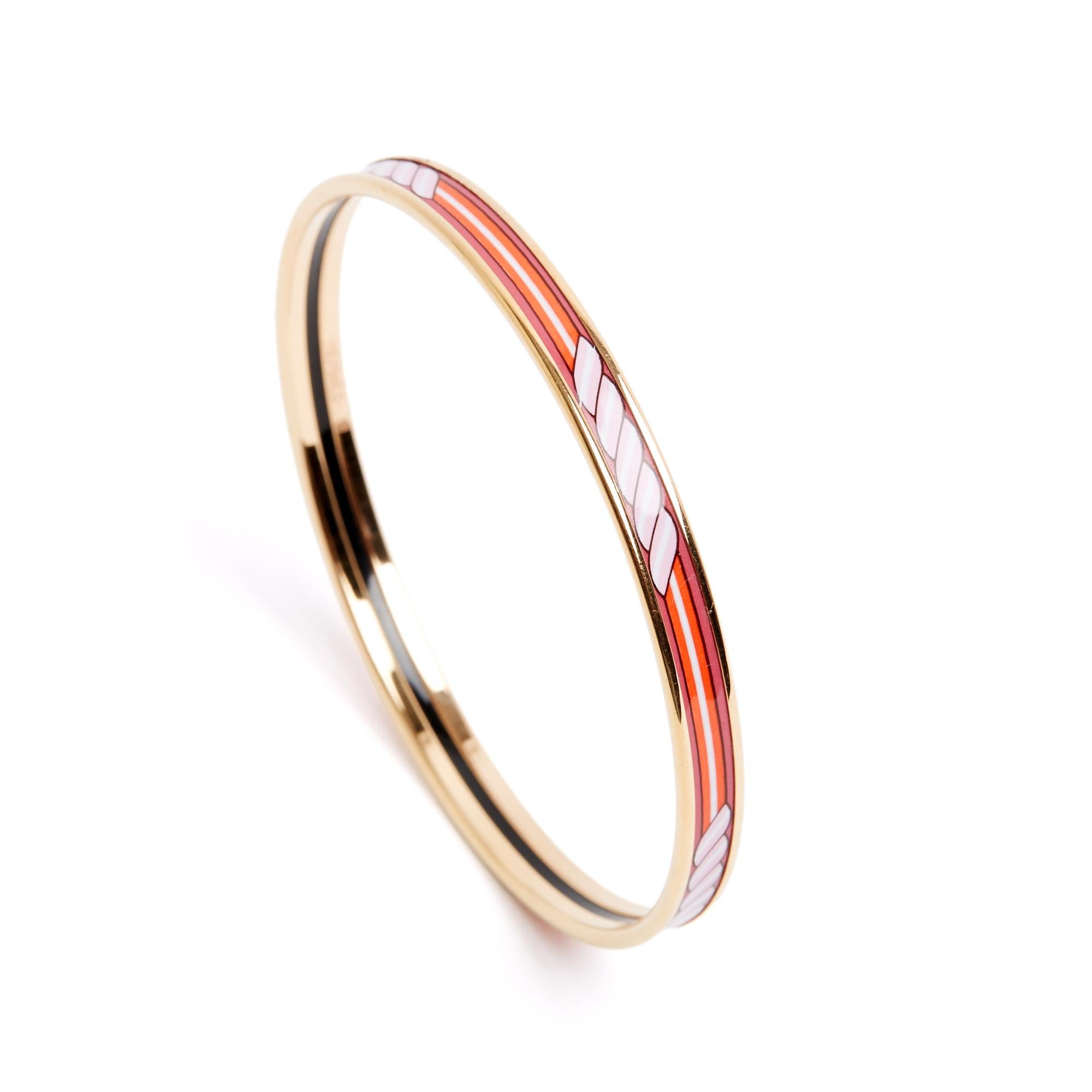 Hermès 1990 Bracciale Fin Email T65 Chaine Ancre Smalto Stampato Bangle S Hermès In condizioni ottime in vendita a PARIS, FR