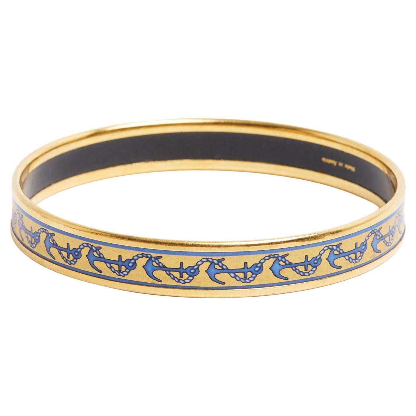 Hermès 1990s Bracelet Fin Email T65 Chaine Ancre Enamel Printed Bangle S Hermes