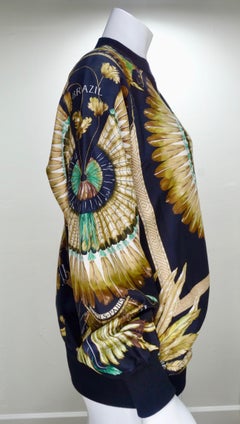 Hermés 1990s Brazil Scarf Crewneck Blouse