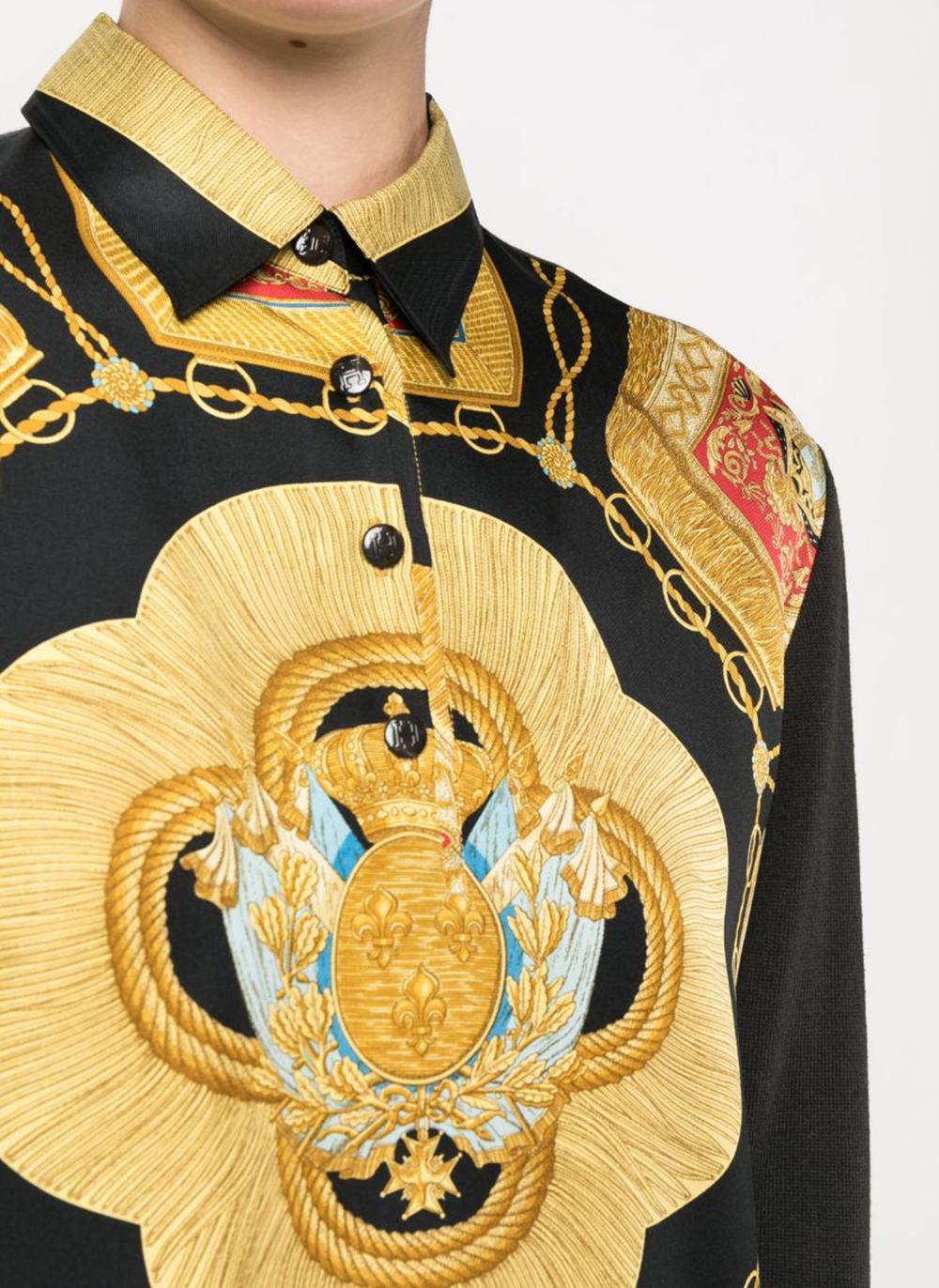 Hermes Seidenhemd mit byzantinischem Druck, 1990er Jahre Damen im Angebot