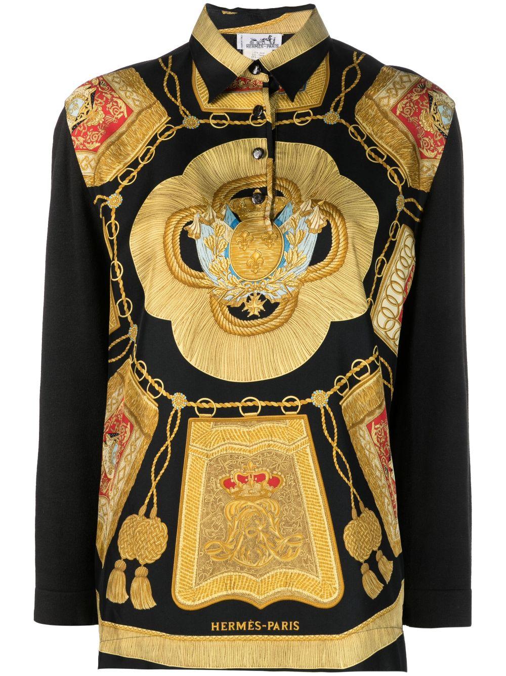 Hermes Seidenhemd mit byzantinischem Druck, 1990er Jahre im Angebot 1