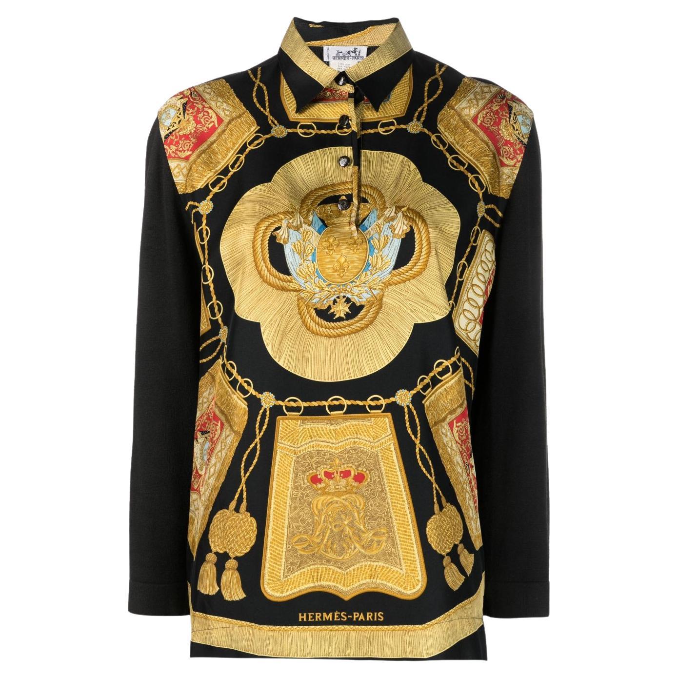 Camisa de seda con estampado bizantino Hermes años 90