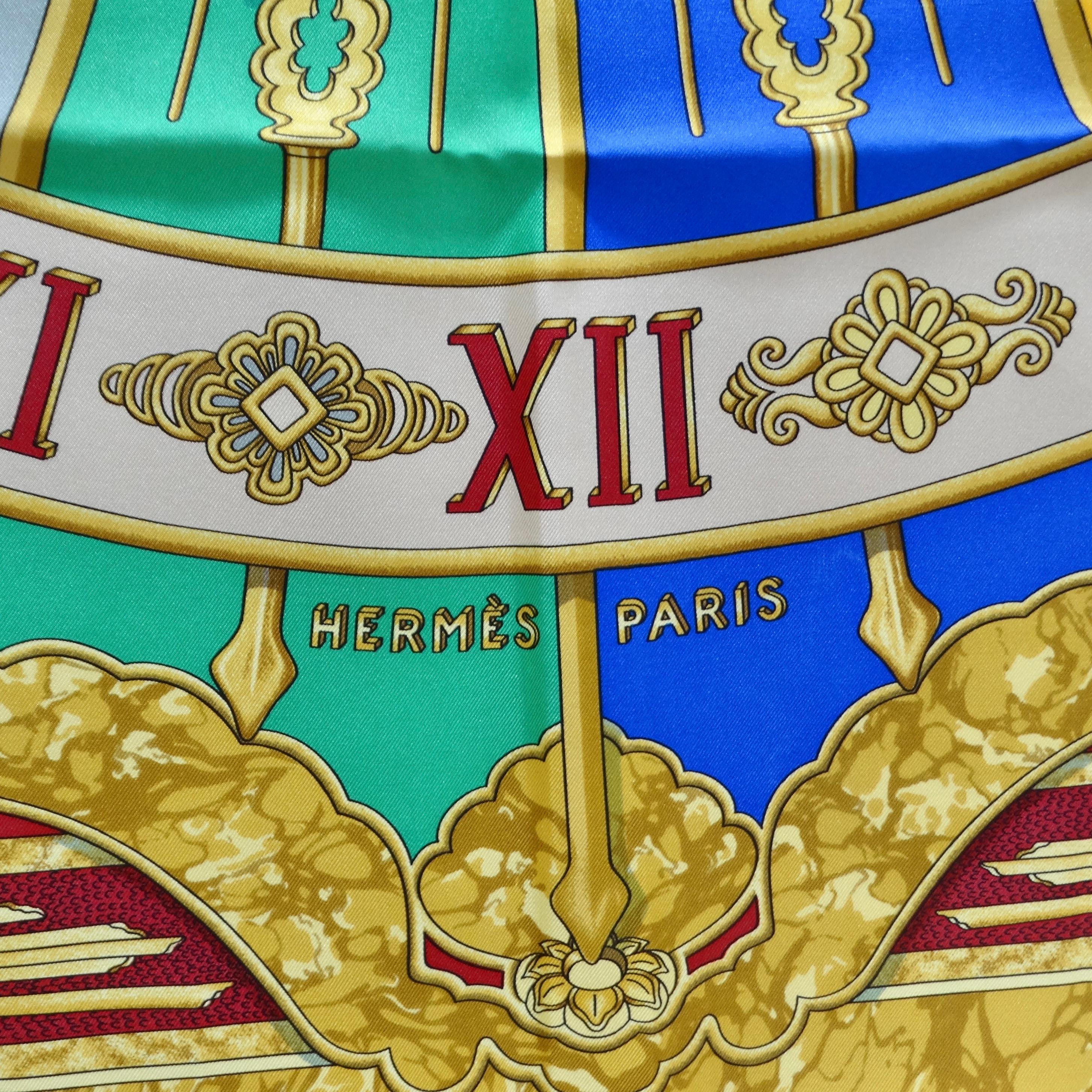 Beige Hermes 1990s Carpe Diem Silk Scarf For Sale